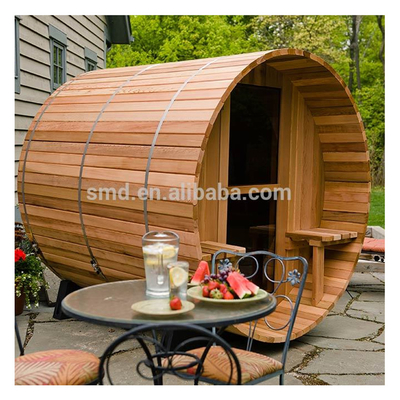 Hemlock Ahşap Panoramik Büyük Fıçı Açık Sauna 4-8 Geleneksel Ahşap Fıçı Buhar Saunası