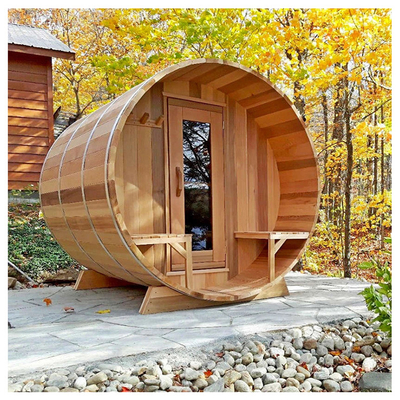 Özel Açık Hava Finlandiya Ahşap Panoramik Fıçı Sauna 4-8 Geleneksel Ahşap Fıçı Sauna
