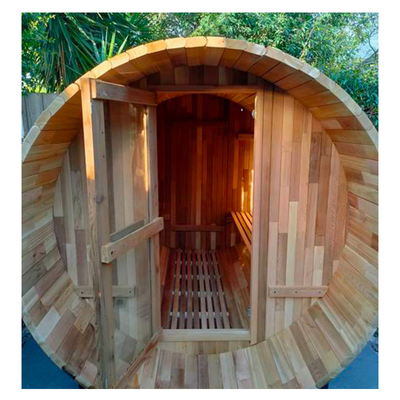 Özel Açık Hava Finlandiya Ahşap Panoramik Fıçı Sauna 4-8 Geleneksel Ahşap Fıçı Sauna