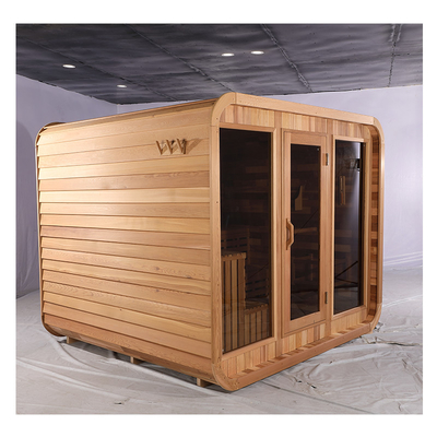 Mavi Diş Müzik Sistemi Sedir Sauna Tam Cam Kapı Dışarı Kuru Sauna Hemlock Ahşapla