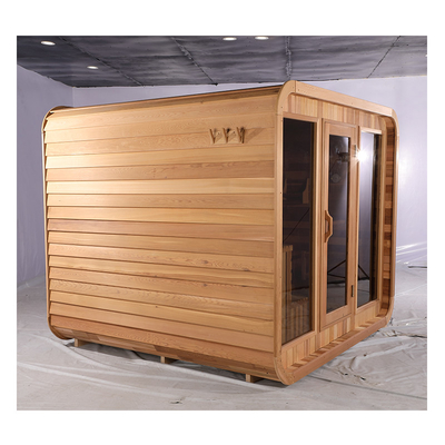 Mavi Diş Müzik Sistemi Sedir Sauna Tam Cam Kapı Dışarı Kuru Sauna Hemlock Ahşapla