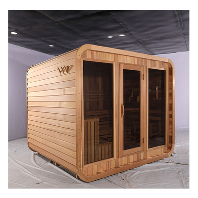Mavi Diş Müzik Sistemi Sedir Sauna Tam Cam Kapı Dışarı Kuru Sauna Hemlock Ahşapla