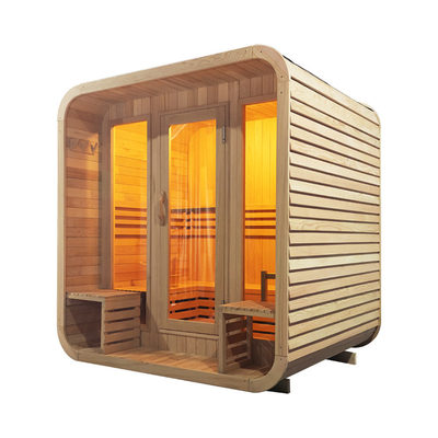 5-6 Kişilik Hemlock Odun Dışarıdaki Kuru Sauna Tam Cam Kapı Rahat / Sağlık Sauna Odası