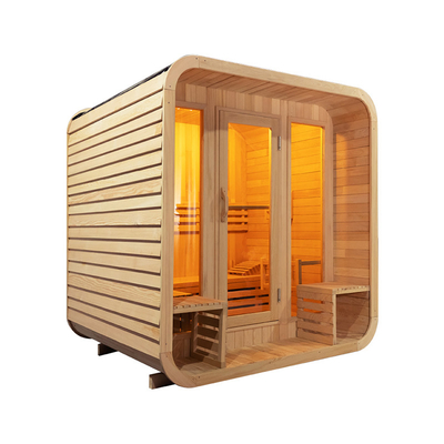 5-6 Kişilik Hemlock Odun Dışarıdaki Kuru Sauna Tam Cam Kapı Rahat / Sağlık Sauna Odası