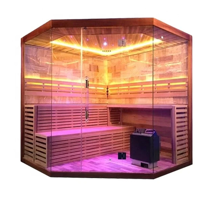1750W Hemlock Cedar Ev Sauna Odası 8mm Tempered Glass Bilgisayar Kontrol Paneli Güvenlik Sistemi ile.