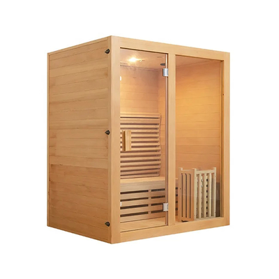 Modern 6KW soba ısıtıcısı Hemlock Kırmızı Sedir Buhar Saunası LED Işıkla En Son Rahatlama için
