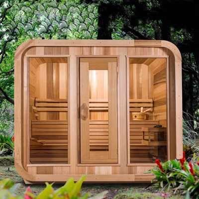Lüks Hemlock Açık Hava Kuru Sauna 5 6 kişi için Düzenlenebilir Havalandırma 15-90.C sıcaklık aralığı
