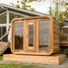 HEMLOCK Ahşap Özel Açık Hava Kuru Sauna Rahatlama Sağlık Geri Dönüşü 8mm Tempered Glass 220V ile