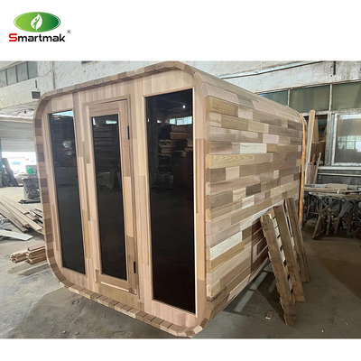 Lüks Hemlock Açık Hava Kuru Sauna 5 6 kişi için Düzenlenebilir Havalandırma 15-90.C sıcaklık aralığı
