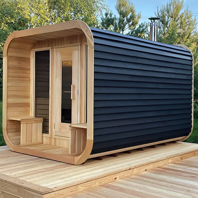 HEMLOCK Ahşap Özel Açık Hava Kuru Sauna Rahatlama Sağlık Geri Dönüşü 8mm Tempered Glass 220V ile