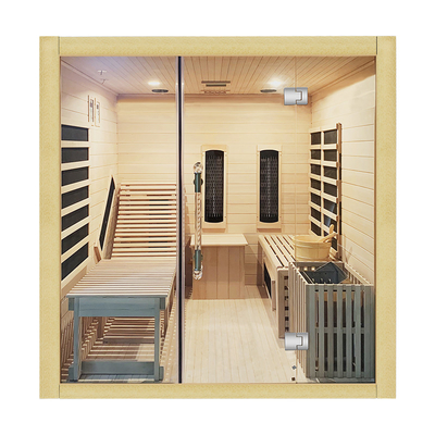 6000w Ahşap Kuru Kızılötesi Buhar Sauna Odası 4 Kişilik