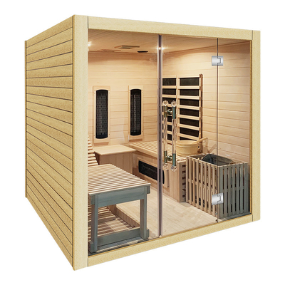 6000w Ahşap Kuru Kızılötesi Buhar Sauna Odası 4 Kişilik