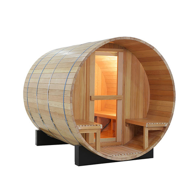1800x1800MM Arka Bahçe Hemlock Ahşap Varil Sauna Odası, Sundurma ile
