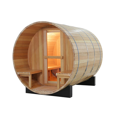 1800x1800MM Arka Bahçe Hemlock Ahşap Varil Sauna Odası, Sundurma ile