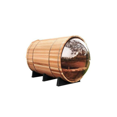 Elektrikli Kanada Hemlock Ahşap Fıçı Sauna Panoramik Yuvarlak Sedir Sauna