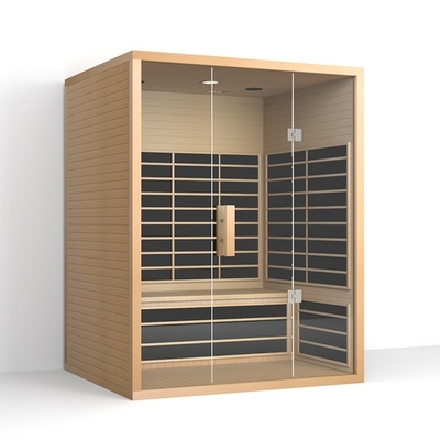 Aile 3 Kişilik Kırmızı Sedir 8mm Temperli Cam Kapılı Far Infrared Sauna