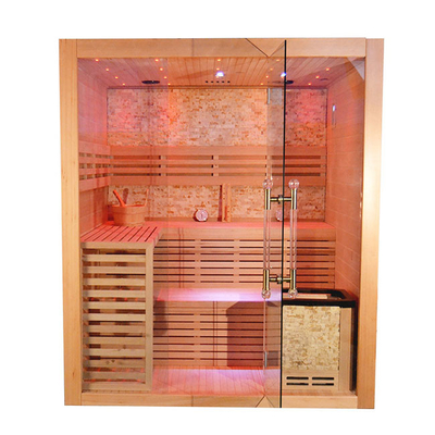 SASO Belgeli İki Kişilik Buharlı Ev Sauna Odası 6KW Elektrikli Sobalı