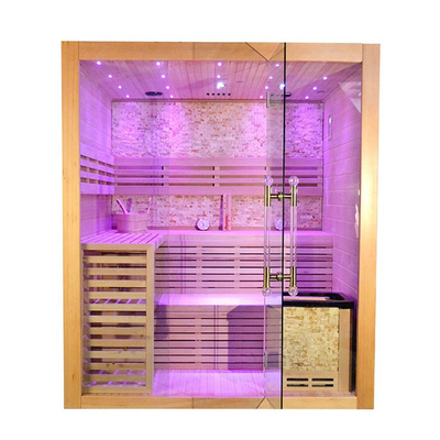 SASO Belgeli İki Kişilik Buharlı Ev Sauna Odası 6KW Elektrikli Sobalı