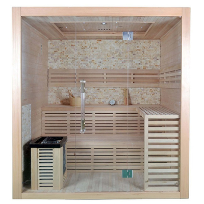 SASO Belgeli İki Kişilik Buharlı Ev Sauna Odası 6KW Elektrikli Sobalı