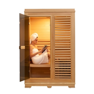 SASO 2 Kişilik Kırmızı Sedir Masif Ahşap Kuru Isı Buhar Sauna Ev İçin