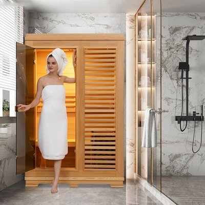 SASO 2 Kişilik Kırmızı Sedir Masif Ahşap Kuru Isı Buhar Sauna Ev İçin