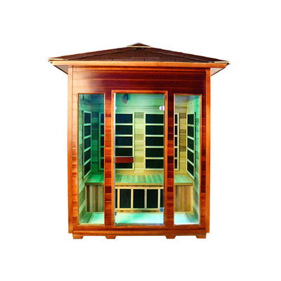 Uzak Kızılötesi Prefabrik Sauna Açık Elektrikli Sauna Odası Masif Ahşap 4 Kişilik
