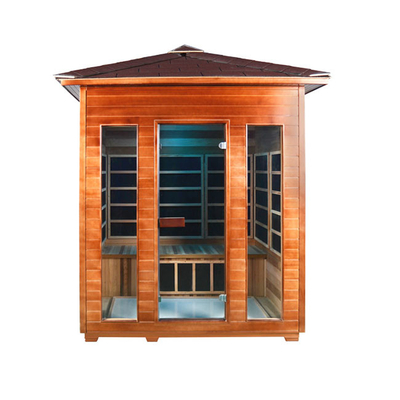 Uzak Kızılötesi Prefabrik Sauna Açık Elektrikli Sauna Odası Masif Ahşap 4 Kişilik