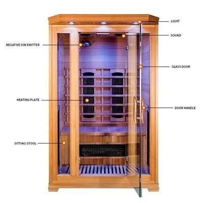 Oksijen Ionizer ile Özel Ev Hemlock 2 Kişilik Kızılötesi Sauna Odası