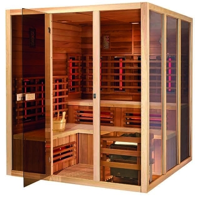 Katı Hemlock Ahşap Kızılötesi Spa Sauna Buhar Odası 6KW 5 Kişilik