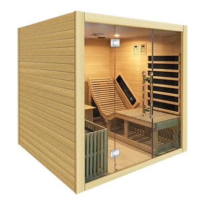 ISO9000 Tam Spektrum Kombine Kızılötesi Buhar Sauna Odası 3 Kişilik Aile İçin