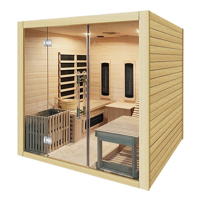 ISO9000 Tam Spektrum Kombine Kızılötesi Buhar Sauna Odası 3 Kişilik Aile İçin