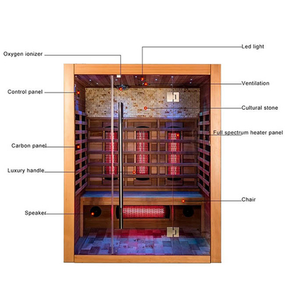 Masif Ahşap Aile Smartmak Kızılötesi Buhar Sauna Odası Ev İçin Kapalı 6KW