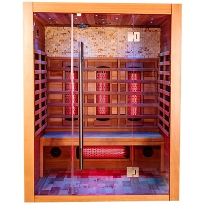 Masif Ahşap Aile Smartmak Kızılötesi Buhar Sauna Odası Ev İçin Kapalı 6KW